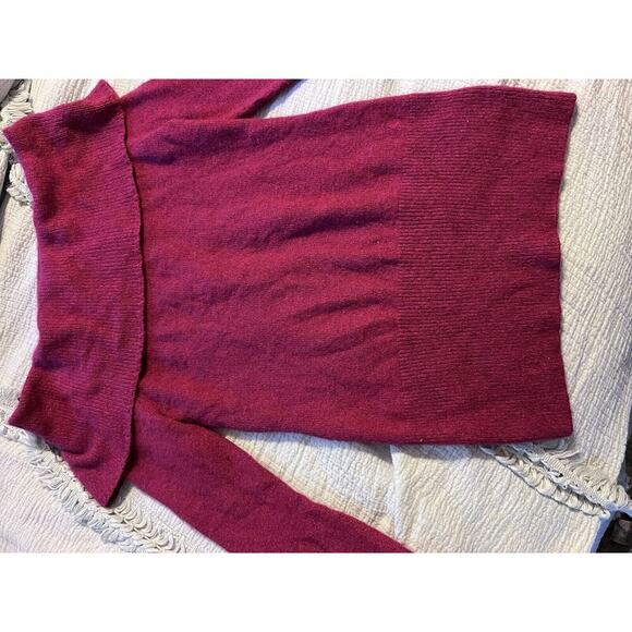 WHITE HOUSE BLACK MARKET DARK FUCHSIA PINK SHAWL COLLAR SWEATER SZ M Wool Blend - Picture 4 of 9